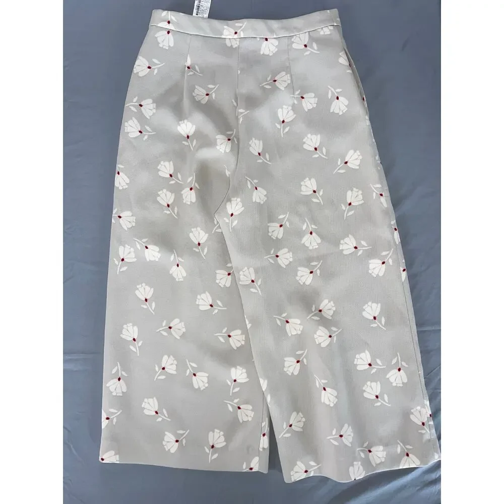 ZARA Basic Wide Leg Crop Kick Flare Lightweight Casual Pants. Women's XS, MINT - Picture 4 of 5